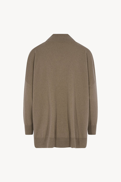 Maglia Over Collo a Scialle in Puro Cashmere Dune