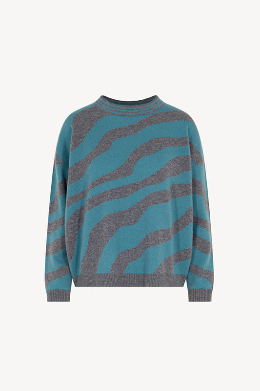 Maglia con Intarsio Bicolore in Puro Cashmere Derby