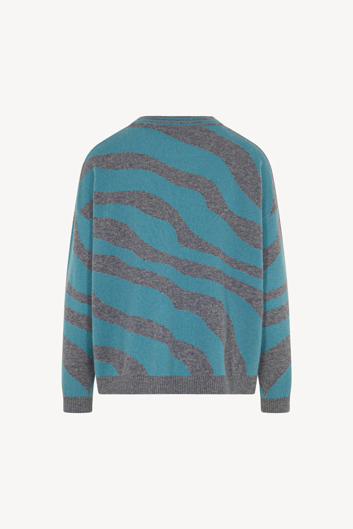 Maglia con Intarsio Bicolore in Puro Cashmere Derby