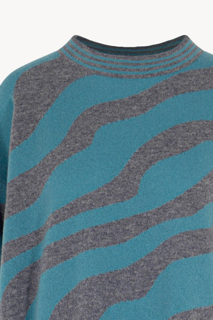 Maglia con Intarsio Bicolore in Puro Cashmere Derby