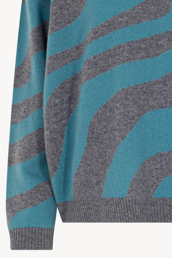 Maglia con Intarsio Bicolore in Puro Cashmere Derby