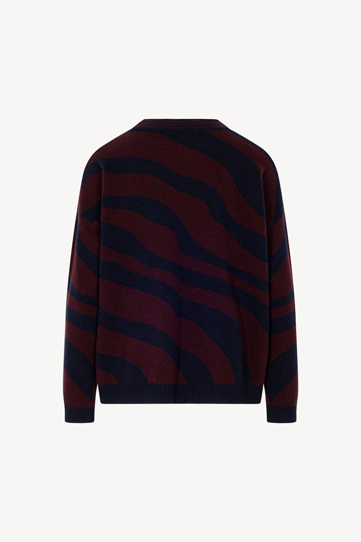 Maglia con Intarsio Bicolore in Puro Cashmere Notte