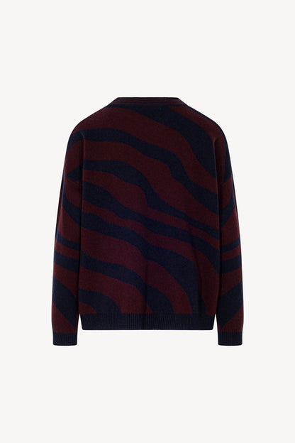 Maglia con Intarsio Bicolore in Puro Cashmere Notte