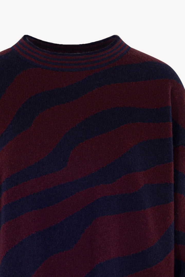 Maglia con Intarsio Bicolore in Puro Cashmere Notte