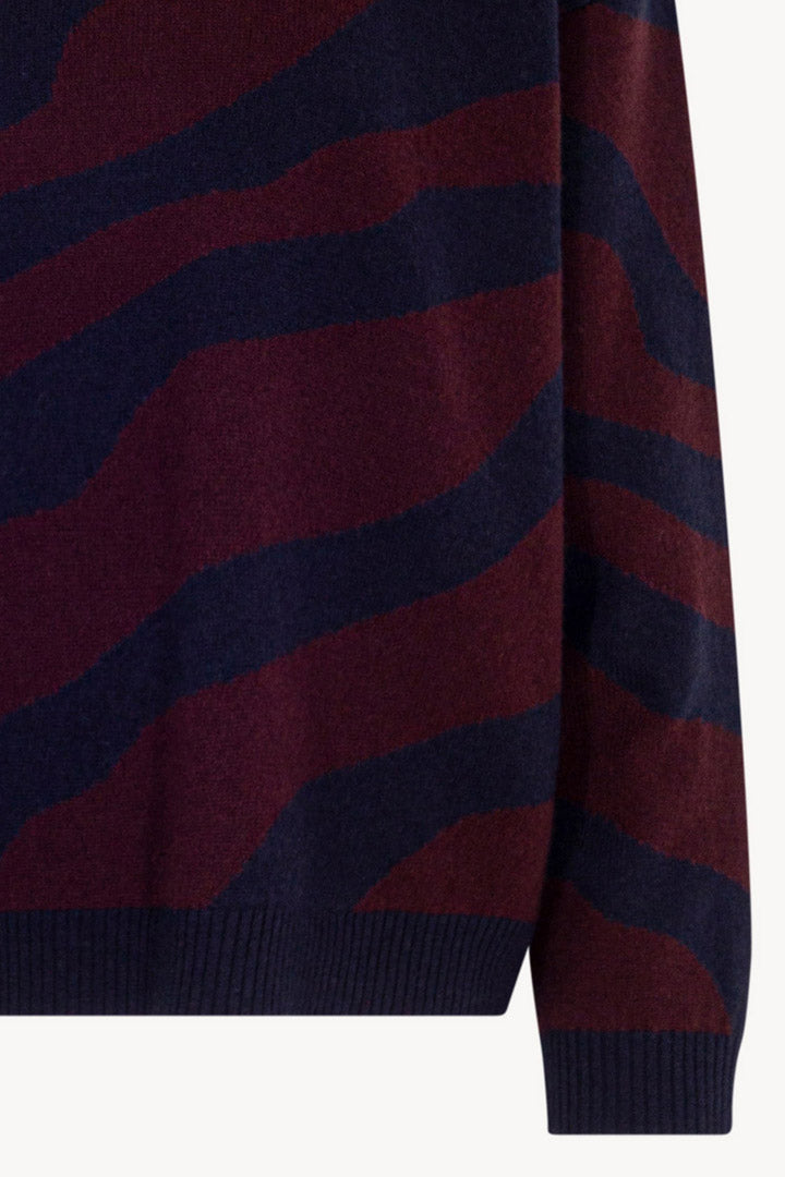 Maglia con Intarsio Bicolore in Puro Cashmere Notte