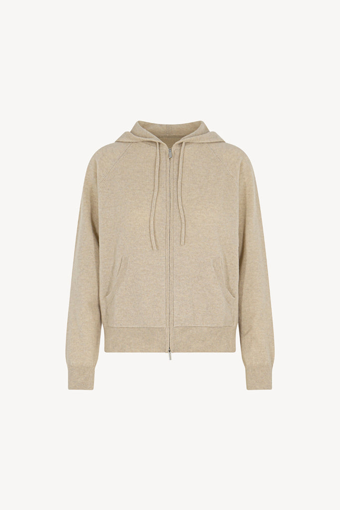 Felpa Donna con Cappuccio in Puro Cashmere Avena