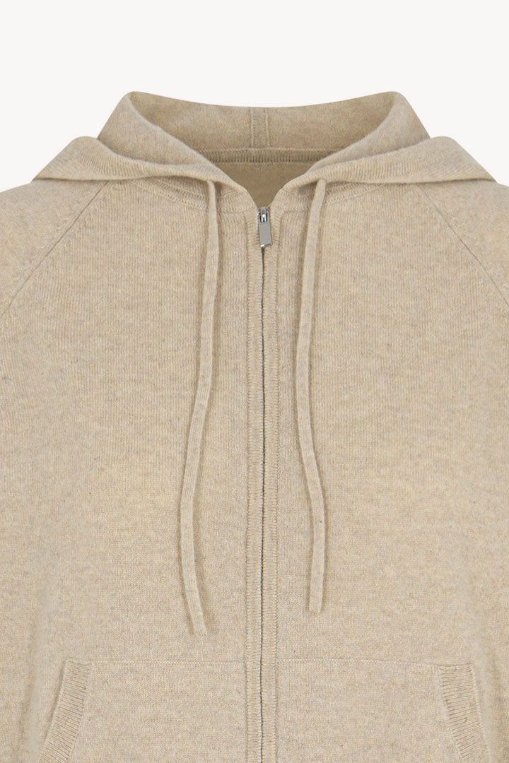 Felpa Donna con Cappuccio in Puro Cashmere Avena