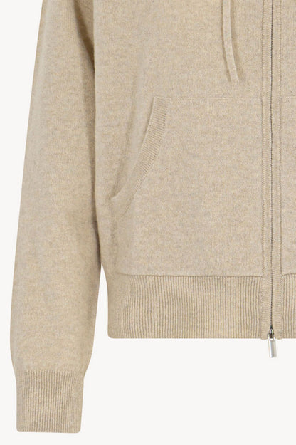Felpa Donna con Cappuccio in Puro Cashmere Avena