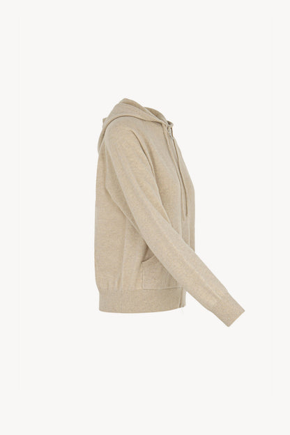 Felpa Donna con Cappuccio in Puro Cashmere Avena