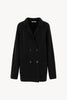 Black Pure Cashmere Double-Breasted Cardigan in English Rib Knit