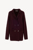 Maple Red Pure Cashmere Double-Breasted Cardigan in English Rib Knit