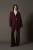 Maple Red Pure Cashmere Double-Breasted Cardigan in English Rib Knit