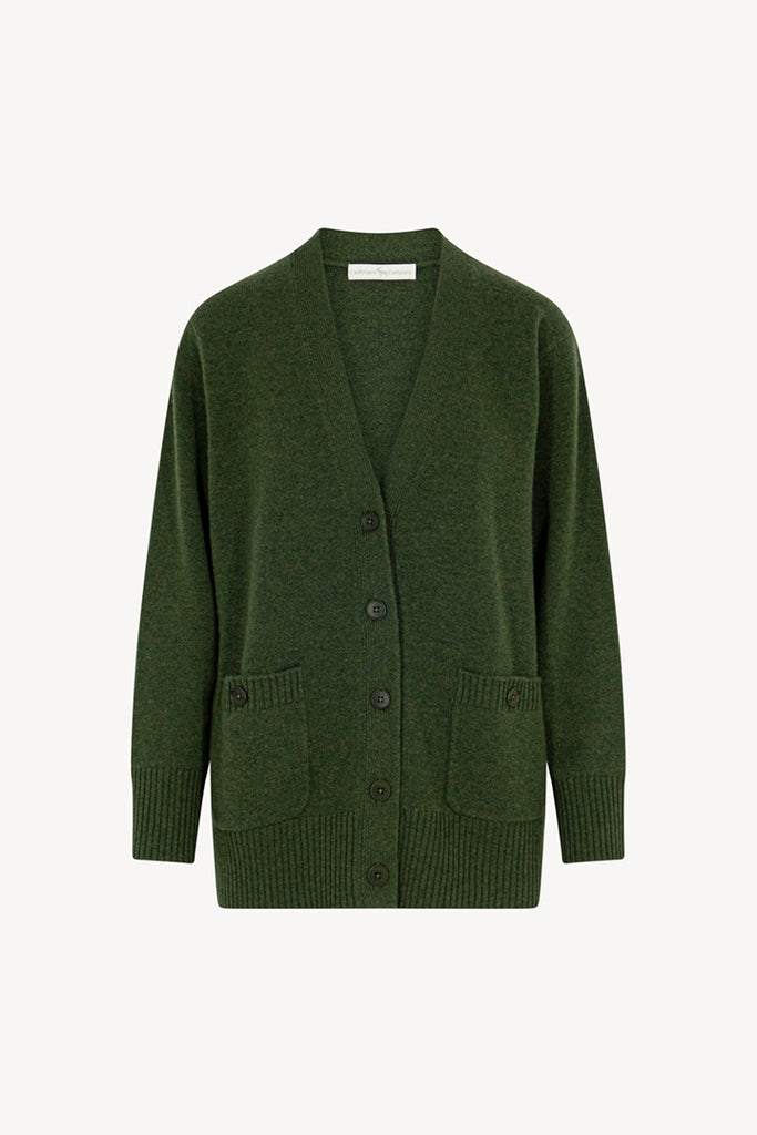 Loden Green Pure Cashmere V-neck Cardigan