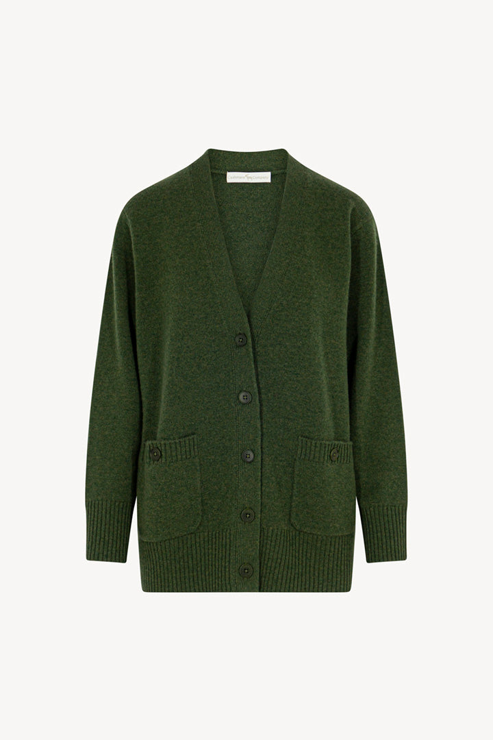 Loden Green Pure Cashmere V-neck Cardigan