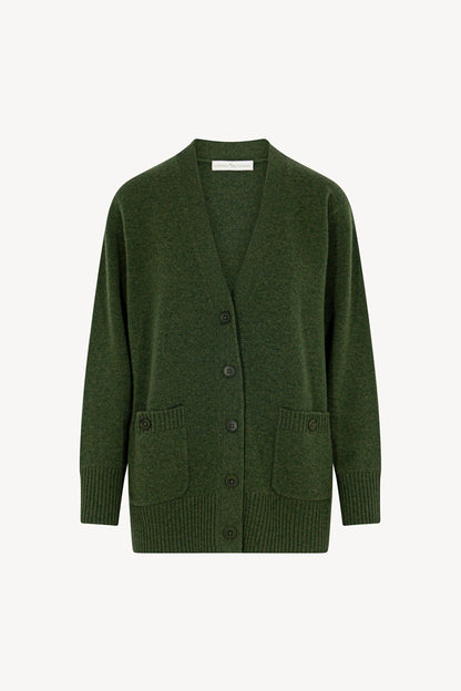 Loden Green Pure Cashmere V-neck Cardigan