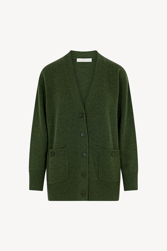 Loden Green Pure Cashmere V-neck Cardigan