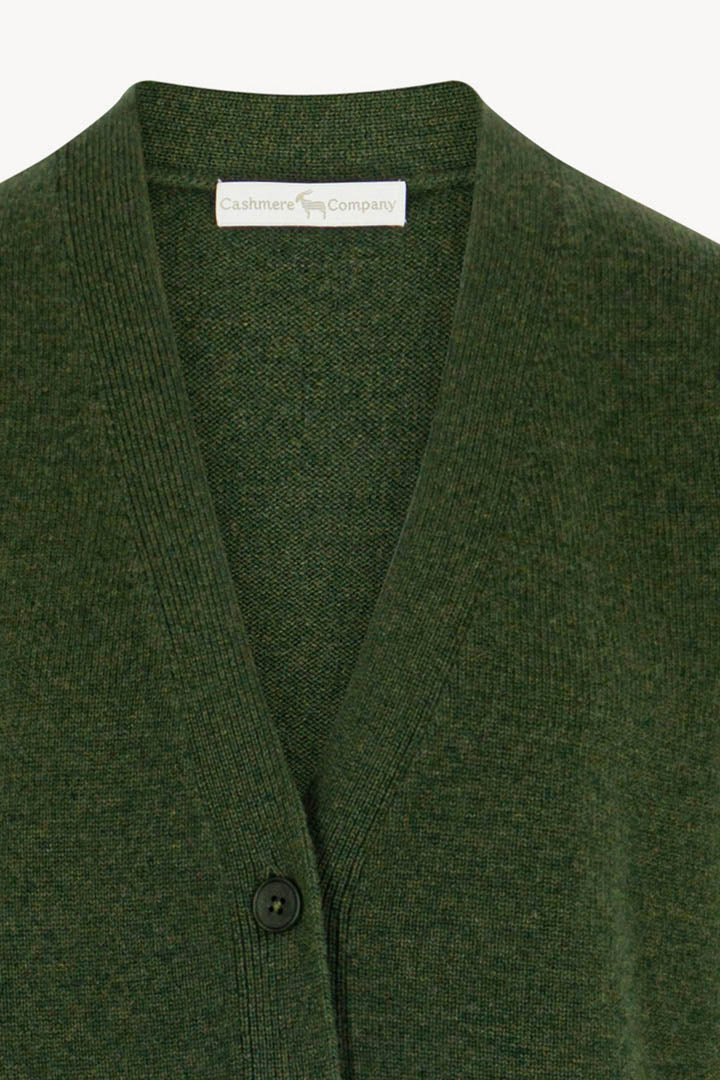 Loden Green Pure Cashmere V-neck Cardigan