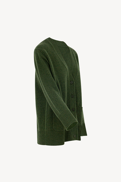 Loden Green Pure Cashmere V-neck Cardigan
