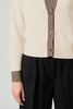 Cardigan con Bordi a Contrasto in Puro Cashmere Latte
