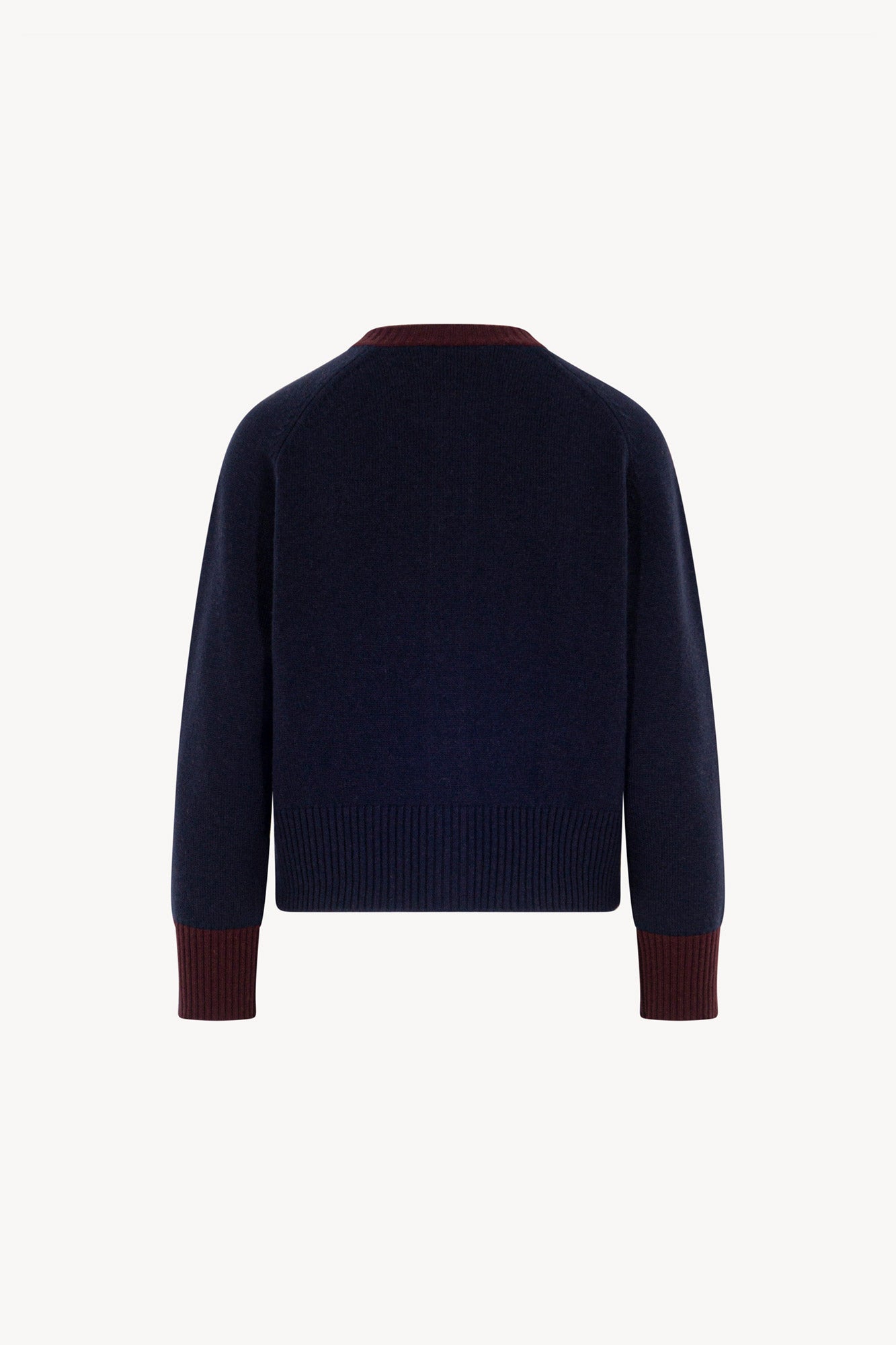 Cardigan con Bordi a Contrasto in Puro Cashmere Notte