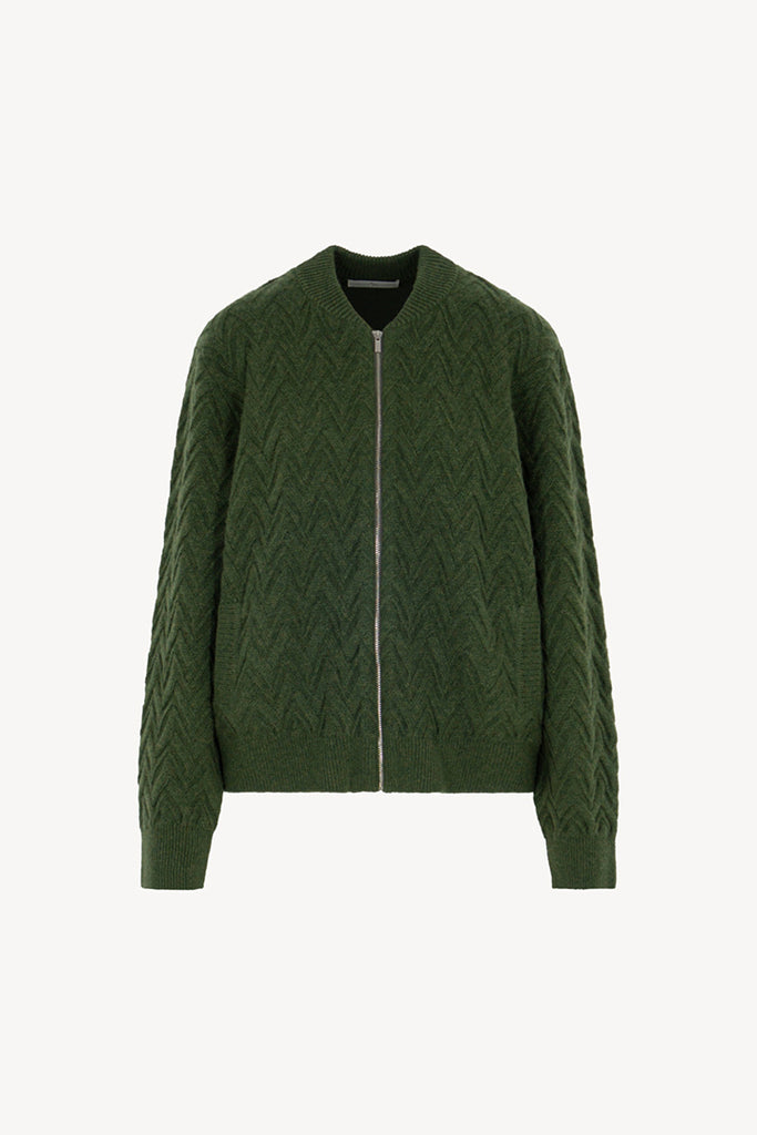 Bomber in Punto Chevron in Puro Cashmere Loden