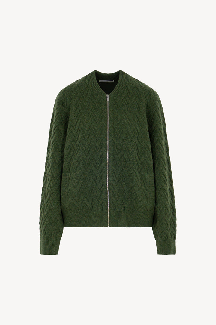 Bomber in Punto Chevron in Puro Cashmere Loden