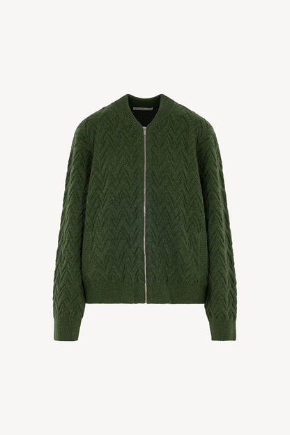 Bomber in Punto Chevron in Puro Cashmere Loden