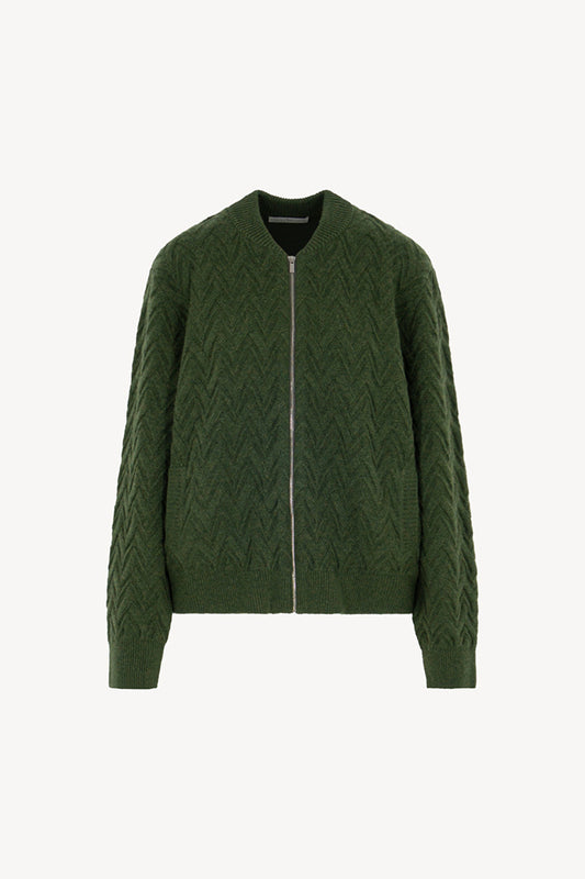 Bomber in Punto Chevron in Puro Cashmere Loden