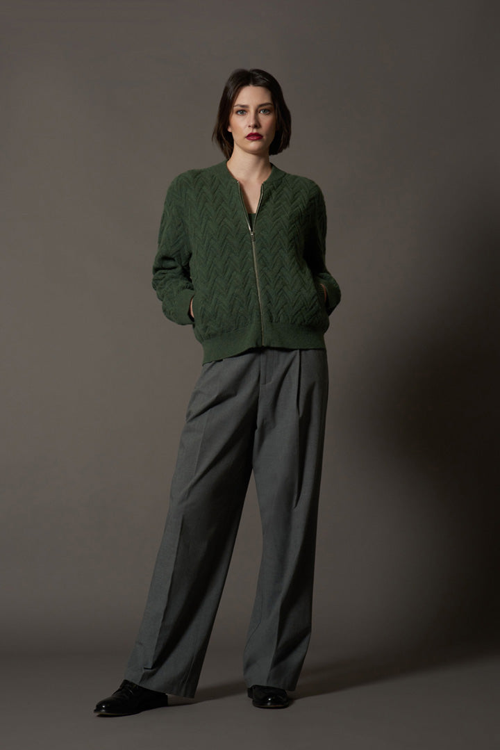 Bomber in Punto Chevron in Puro Cashmere Loden
