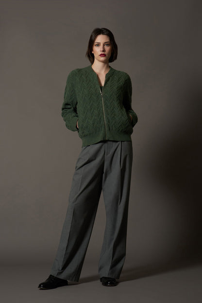 Bomber in Punto Chevron in Puro Cashmere Loden