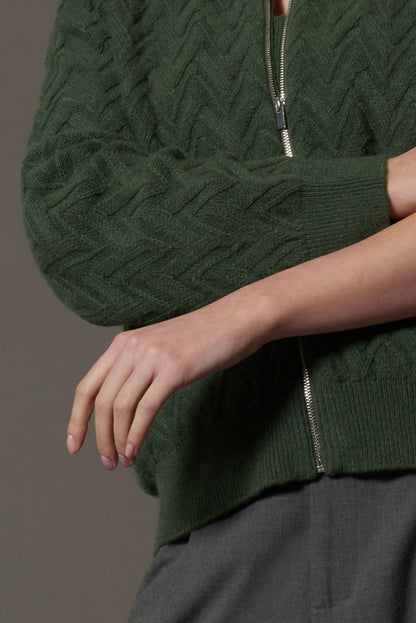 Bomber in Punto Chevron in Puro Cashmere Loden