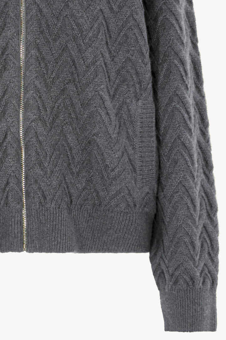 Bomber in Punto Chevron in Puro Cashmere Derby