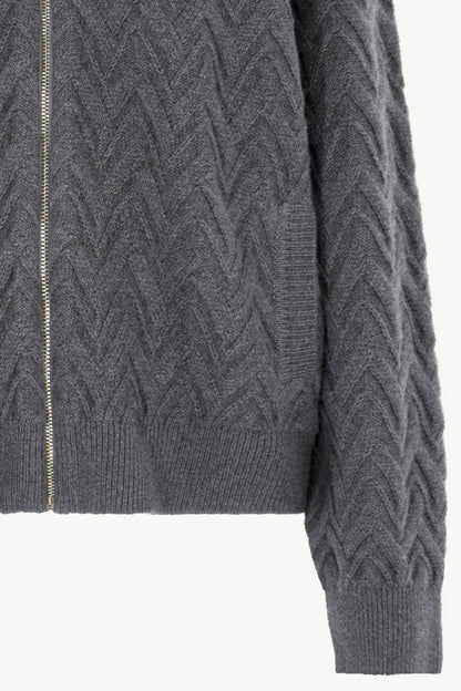 Bomber in Punto Chevron in Puro Cashmere Derby