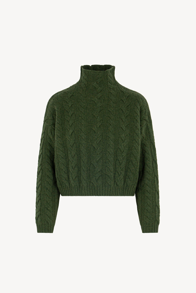 Maglia Lupetto a Trecce in Puro Cashmere Loden