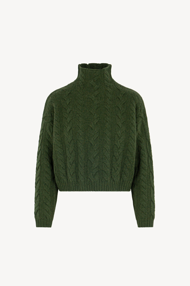 Maglia Lupetto a Trecce in Puro Cashmere Loden