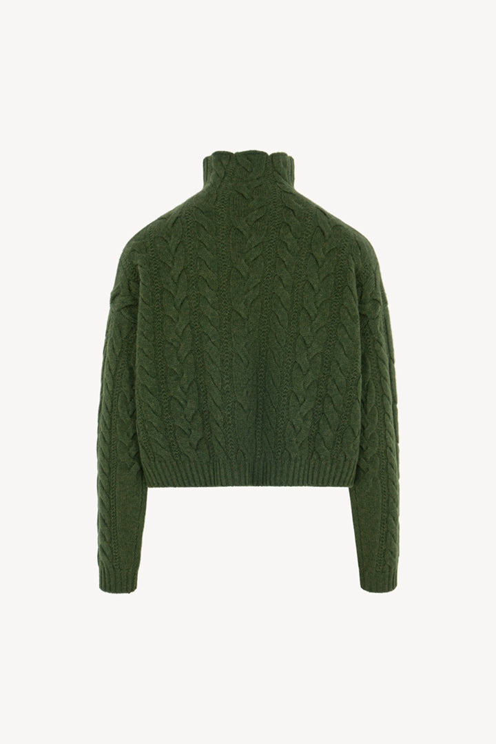 Maglia Lupetto a Trecce in Puro Cashmere Loden