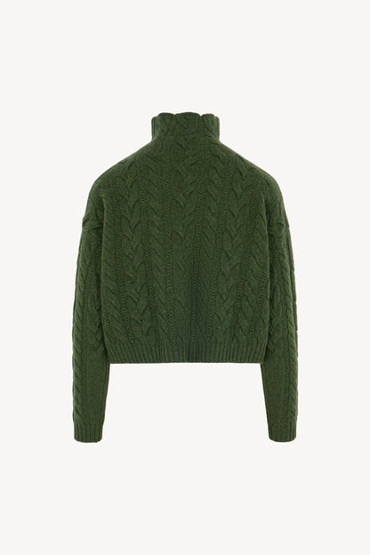 Maglia Lupetto a Trecce in Puro Cashmere Loden