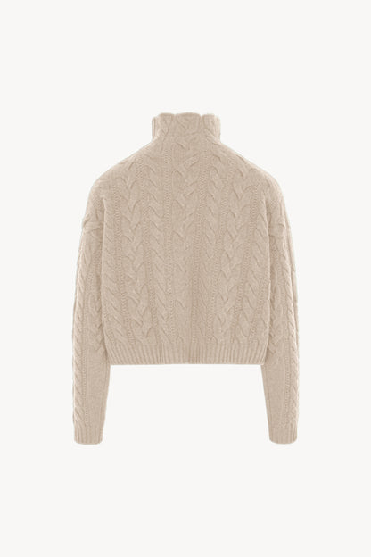 Maglia Lupetto a Trecce in Puro Cashmere Avena