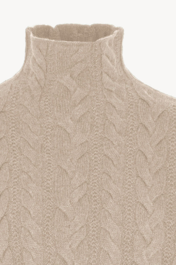 Maglia Lupetto a Trecce in Puro Cashmere Avena