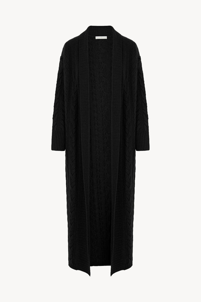 Cappotto a Trecce in Puro Cashmere Nero