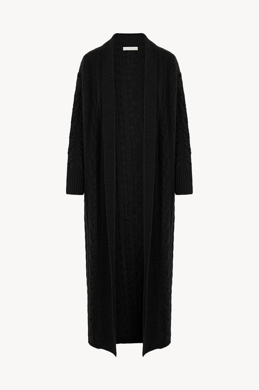 Cappotto a Trecce in Puro Cashmere Nero
