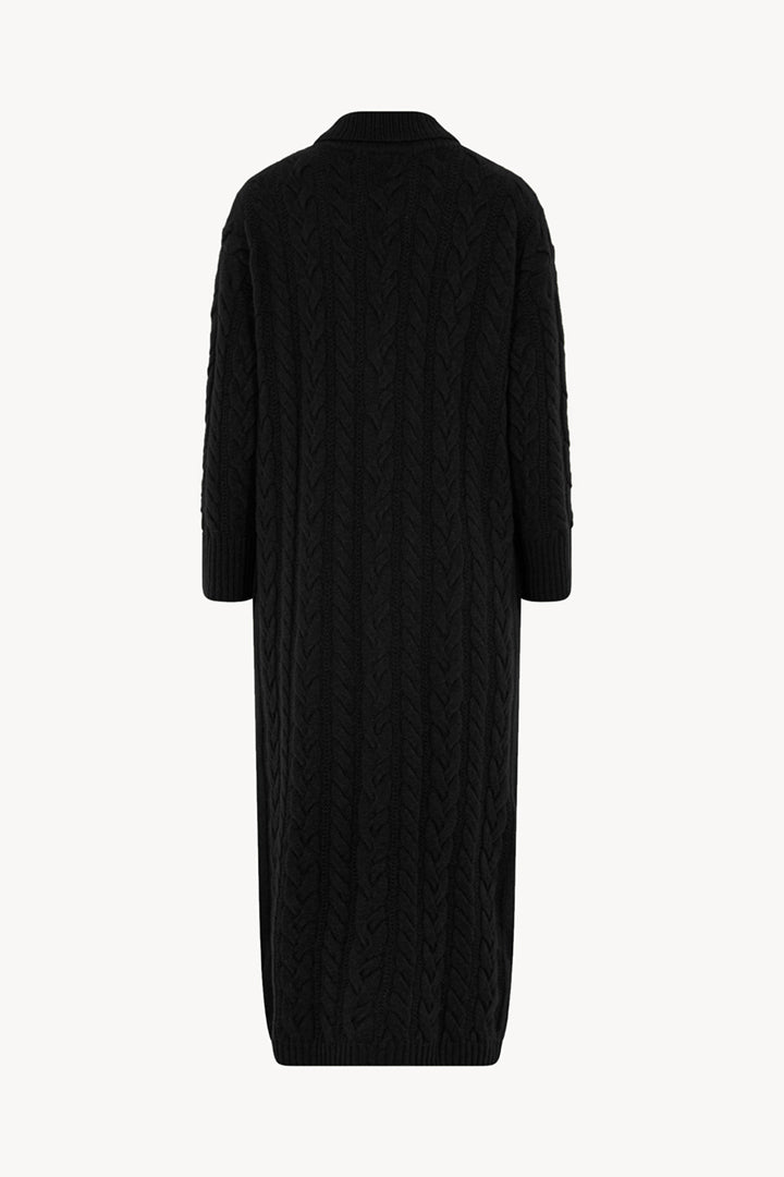 Cappotto a Trecce in Puro Cashmere Nero
