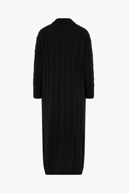 Cappotto a Trecce in Puro Cashmere Nero