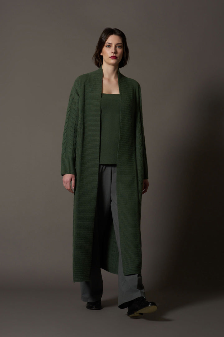 Cappotto a Trecce in Puro Cashmere Loden