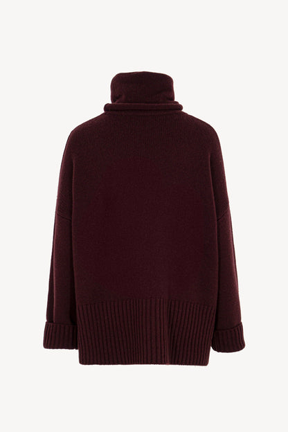 Maglia 8 fili con Collo ad Anello in Puro Cashmere Acero