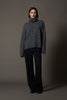 Maglia 8 fili con Collo ad Anello in Puro Cashmere Moulinè Notte