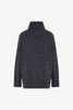 Maglia 8 fili con Collo ad Anello in Puro Cashmere Moulinè Notte