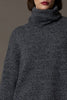 Maglia 8 fili con Collo ad Anello in Puro Cashmere Moulinè Notte