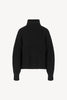 Black Pure Cashmere 8-Ply English Rib Knit Turtleneck Sweater
