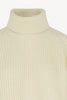 Ivory Pure Cashmere 8-Ply English Rib Knit Turtleneck Sweater